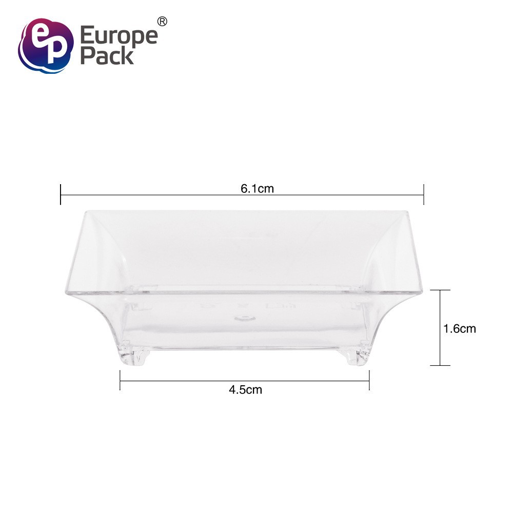 Copa de mousse desechable Taza de postre PS Taza de plástico Taza de pudín Taza redonda de punto de fábrica Taza cuadrada