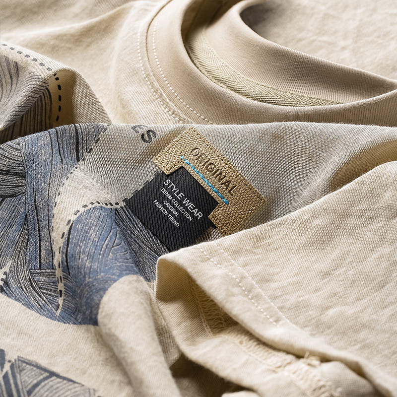 High-grade Lightweight Oxford T-shirt Men's Short-sleeved Korean-style Fashionable Letter Printed Half-sleeved Men's Base Top