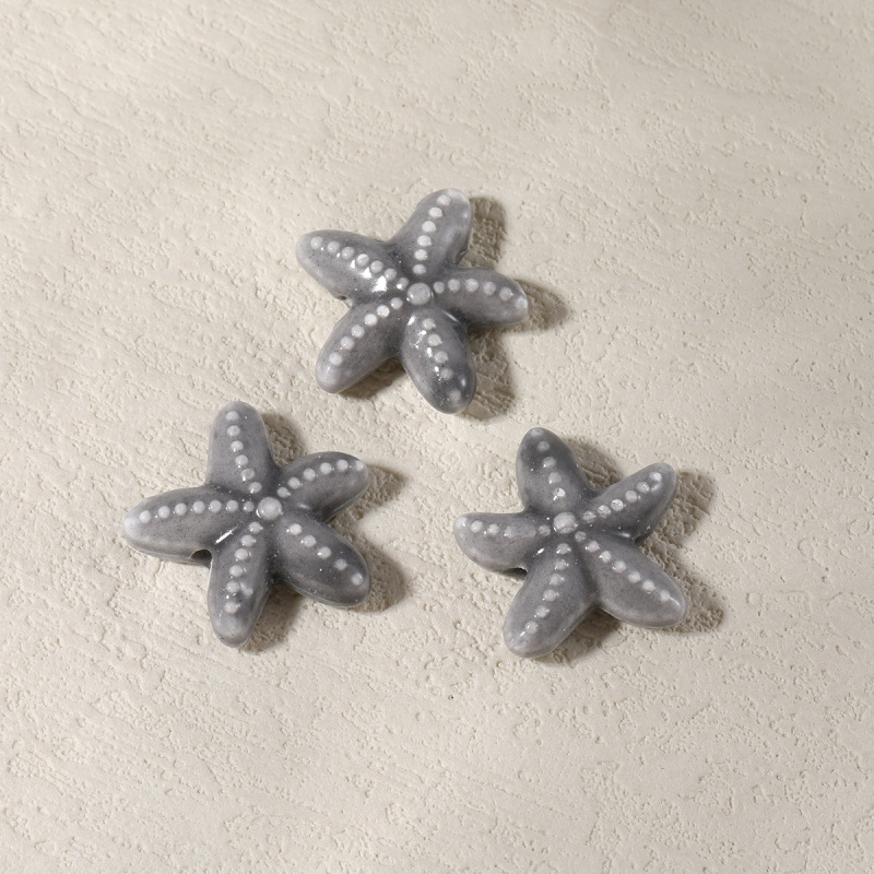 海星陶瓷珠手绘珠穿孔海星散珠 手工diy手链项链挂饰串珠饰品配件|undefined