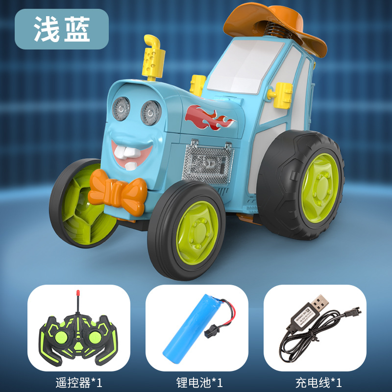 Transfronterizo nuevo baile exótico truco de tren de control remoto coche luz música swing Flip carga coche de juguete para niños