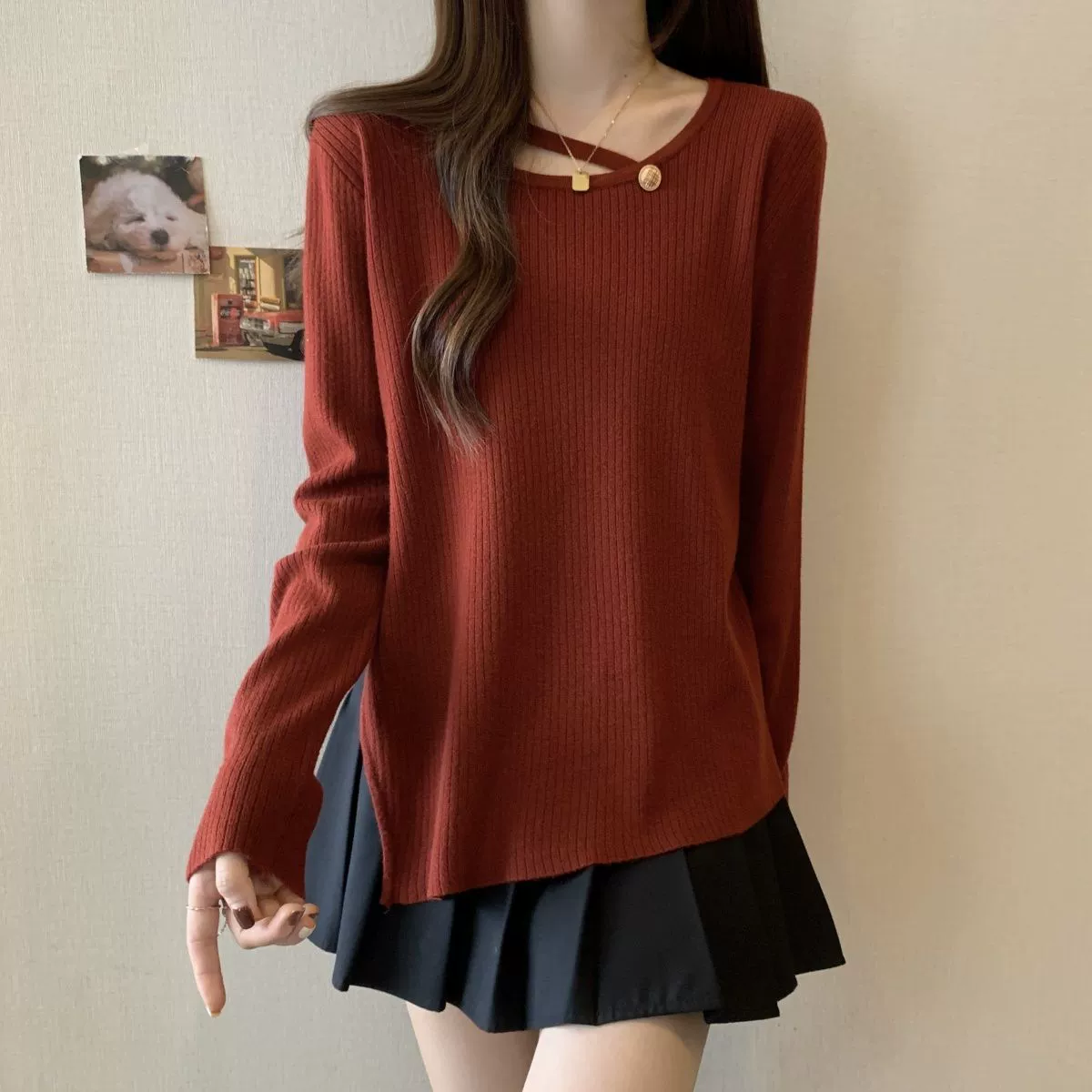 Женская футболка с длинным рукавом, базовый слой, подходит для весны, осени и зимы, новый стиль, свободный крой, стройнящая, больших размеров, средней длины.