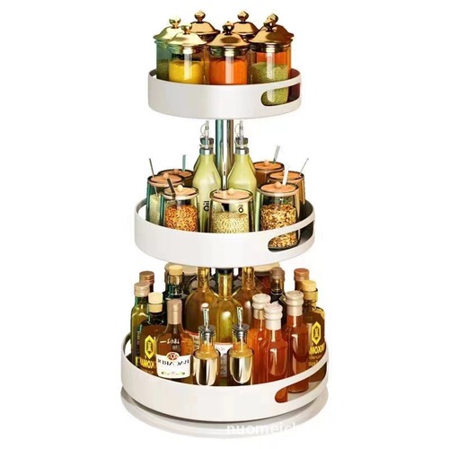Living room kitchen multi-layer countertop organizing rack household condiment storage rack 360 degree rotatable condiment rack