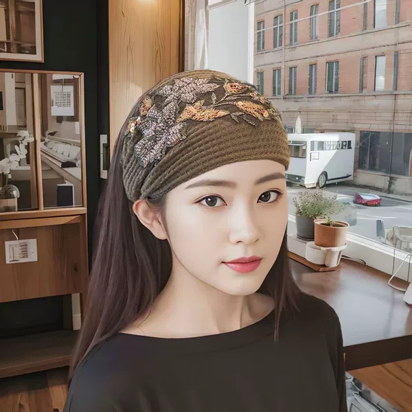 New Fashion Wide-brimmed Fabric Flower Hair Band Covering White Hair Broken Hair Elegant Age-reducing Stylish Headwear