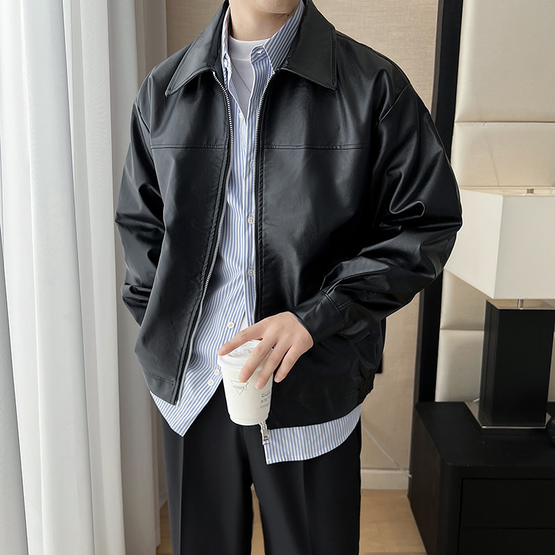 High Street Zipper Pu Leather Jacket for Men, New Spring and Autumn Style, Loose Retro Pilot Motorcycle Jacket with Turn-Down Collar High Street Zipper Pu Leather Jacket for Men, New Spring and Autumn Style, Loose Retro Pilot Motorcycle Jacket with Turn-Down Collar