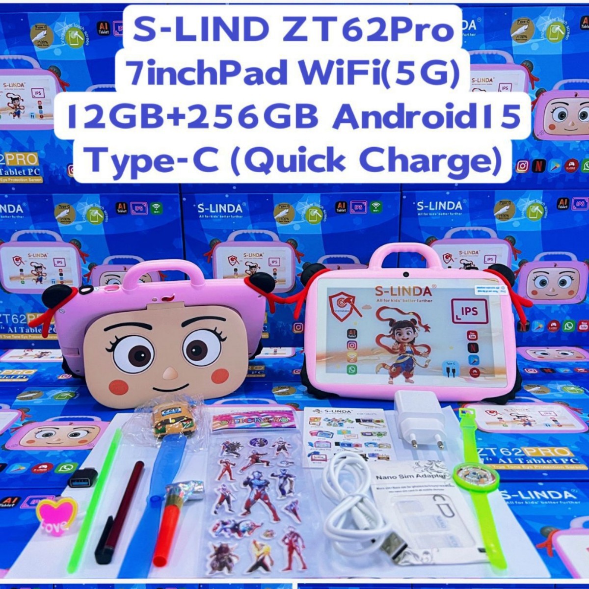 Cross-Border Tablet Pc/S-Linda/Zt62Pro 7inch Cartoon Kidsren's Tablet Wifi Model