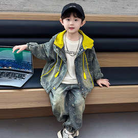 8900男童秋装牛仔套装潮酷帅2026新款儿童春秋季韩版外套两件套秋
