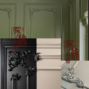 Dongyang Wood Carving Solid Wood Corner Flower Cabinet Door Background Wall French and European Decals Diagonal Flower Ornaments Wedding Doll House Decoration