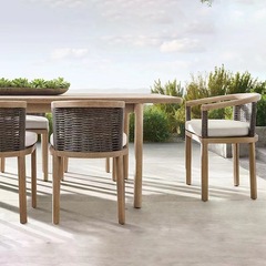 戶外實木沙發酒店露台別墅花園庭院泳池休閒藤椅設計師防水曬家具