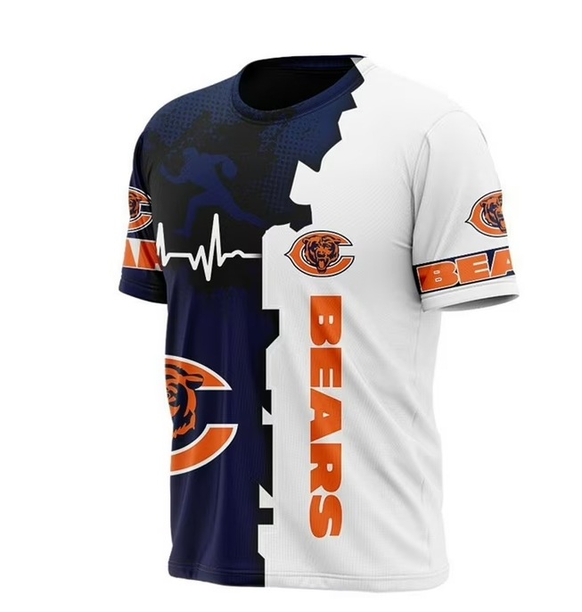 2024 Amazon nuevos hombres tendencia europea y americana delgada cuello redondo NFL camiseta de manga corta impresión digital casual código europeo