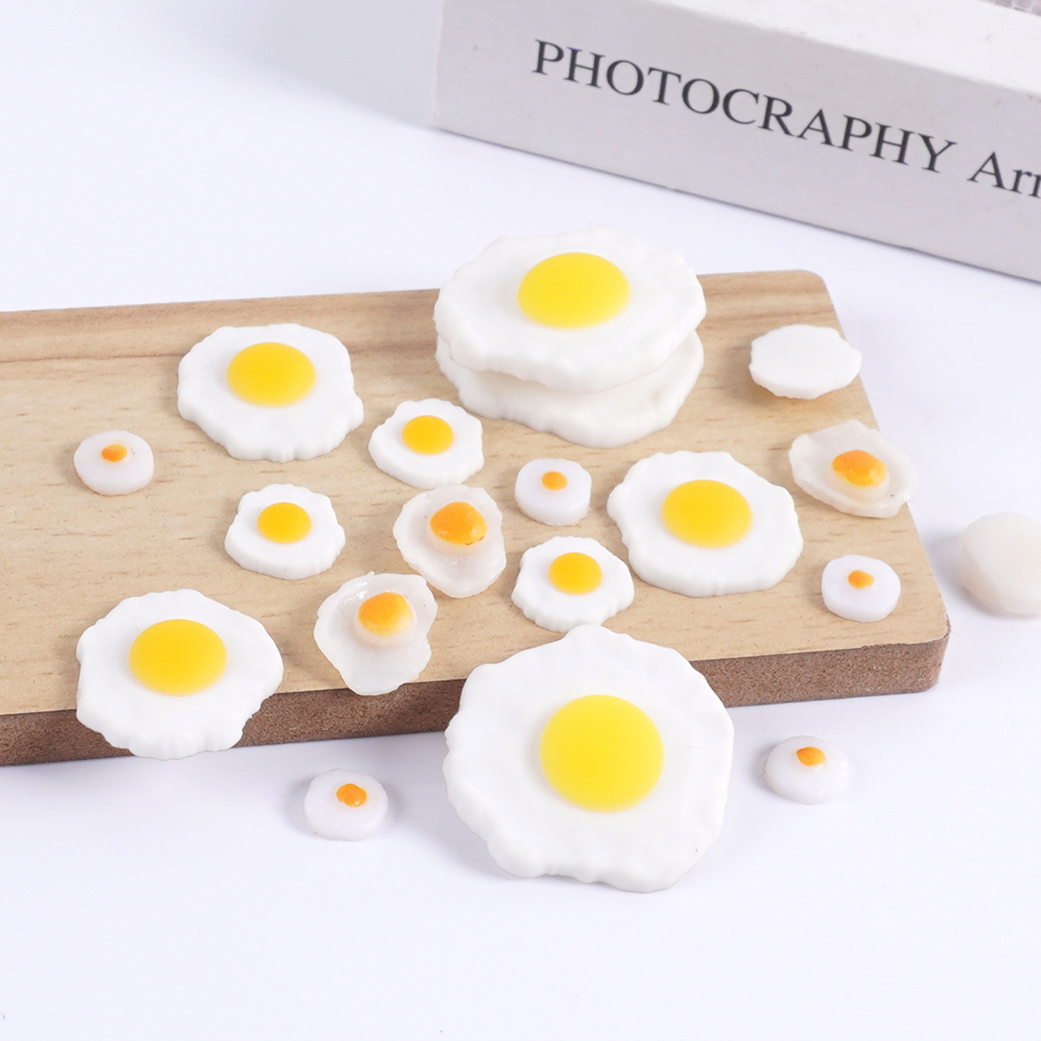 Pvc Artificial Mini Poached Egg Omelette Egg DIY Handmade Artificial Food Accessories Micro Landscape Small Egg Ornaments