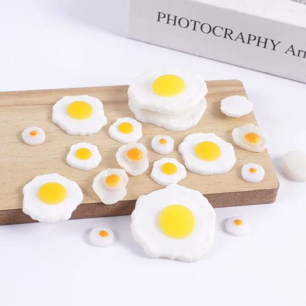 Pvc Artificial Mini Poached Egg Omelette Egg DIY Handmade Artificial Food Accessories Micro Landscape Small Egg Ornaments