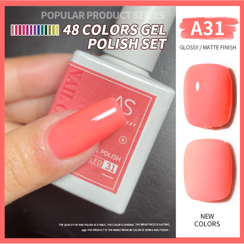 Una botella de pegamento de esmalte de uñas de un color 2022 nuevo verano popular 48-color Pequeño conjunto para el salón de uñas traje completo