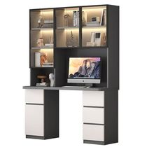 轻奢定制实木多层板书桌书架一体组合学生电脑桌卧室书柜学习书桌