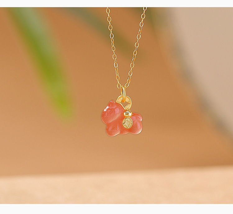 Mặt dây chuyền bạc S925 mạ vàng đính đá ngọc bích và pha lê hình đồng xu cát tường — Hồng thủy (không kèm dây) chi tiết 5