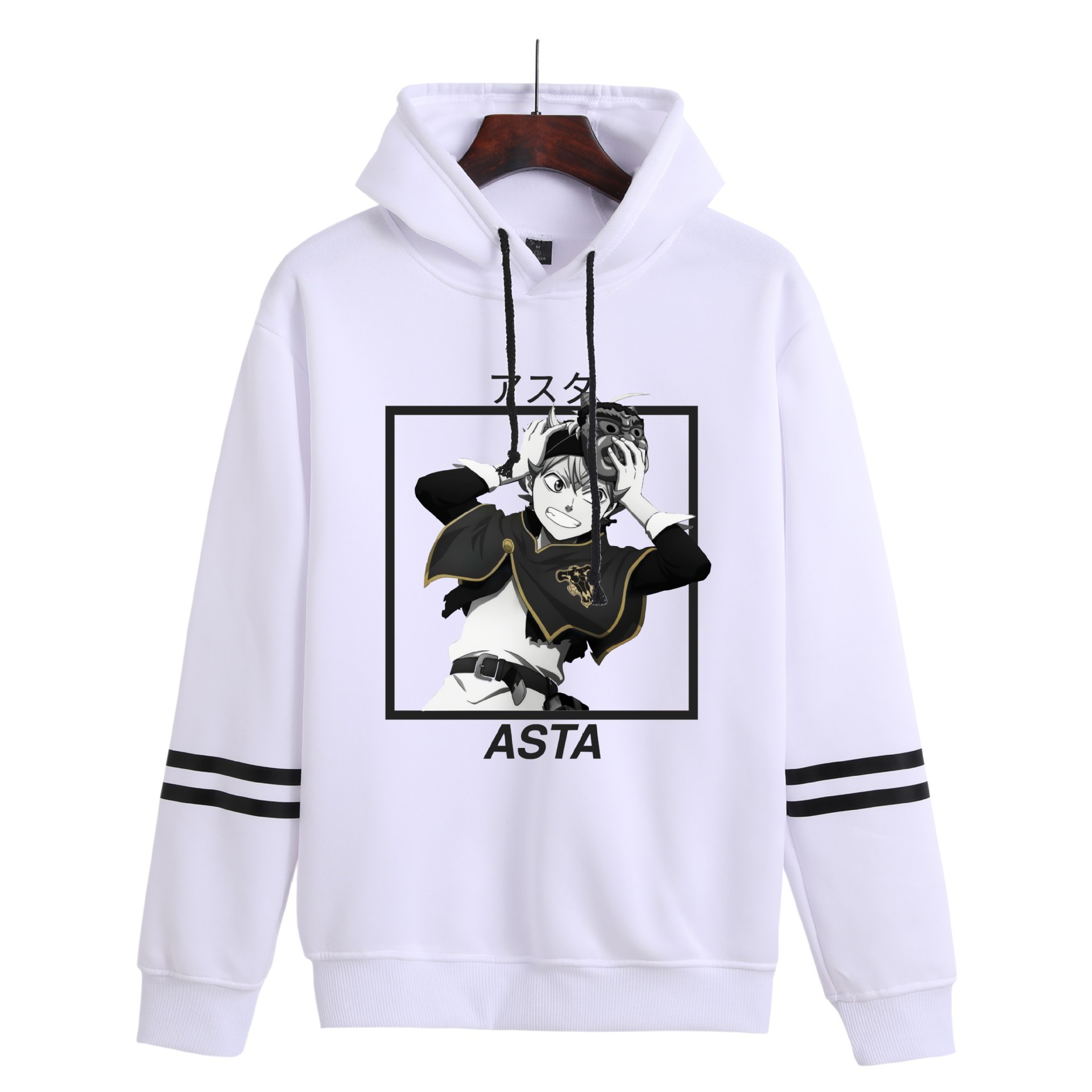 Sudadera con capucha con estampado periférico de trébol de cuatro hojas negro de anime suéter suelto casual transfronterizo