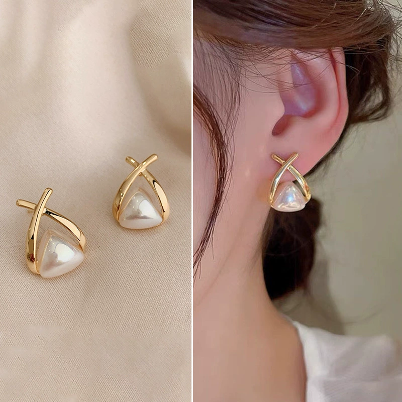 Серебро 925 серьги с жемчужиной, в корейском стиле, простой элегантный дизайн, 8 мм