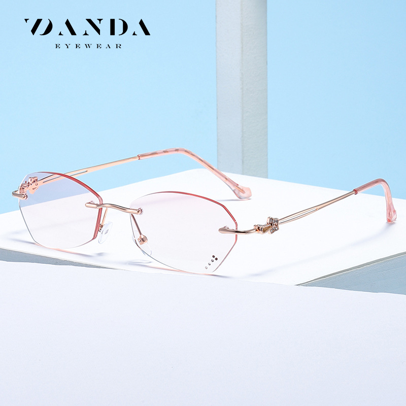 Tiktok mismo gafas de presbicia DY8101 Diamante de corte de Diamantes anti-azul de la luz gafas de presbicia elegante de moda sin marco gafas