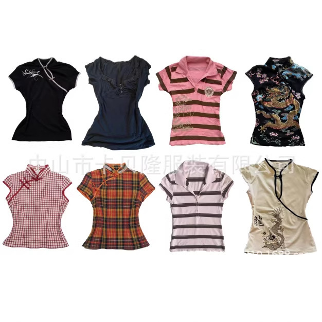 2025 New Summer Style Retro Literary Chinese Style Slimming Look Stand-Up Collar Short-Sleeved T-Shirt Tops for Women 2025 New Summer Style Retro Literary Chinese Style Slimming Look Stand-Up Collar Short-Sleeved T-Shirt Tops for Women