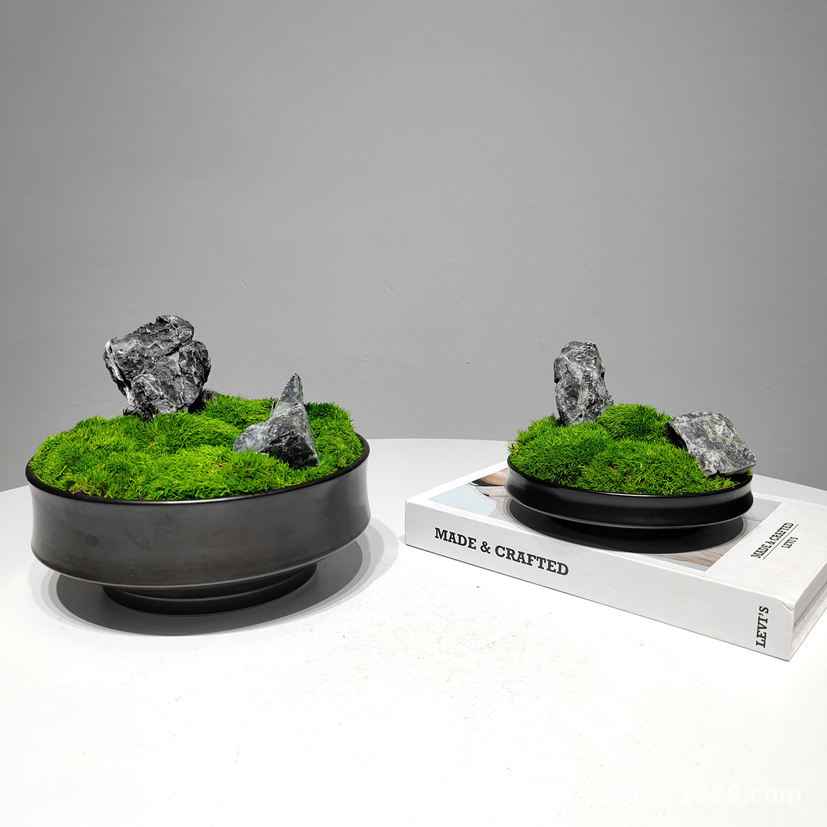 New Chinese Modern Eternal Moss Decoration Bonsai Micro Landscape Model Room Sales Office Office Green Plant Decoration