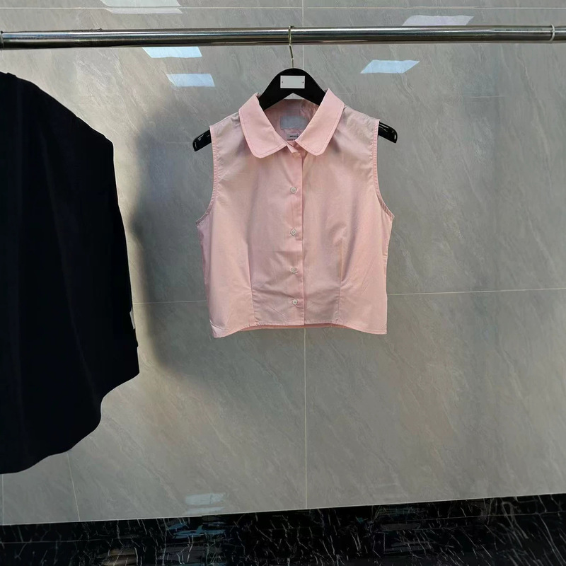 High quality TB early spring new sleeveless short shirt plumb comfortable high branch poplin fabric fashion trend High quality TB early spring new sleeveless short shirt plumb comfortable high branch poplin fabric fashion trend