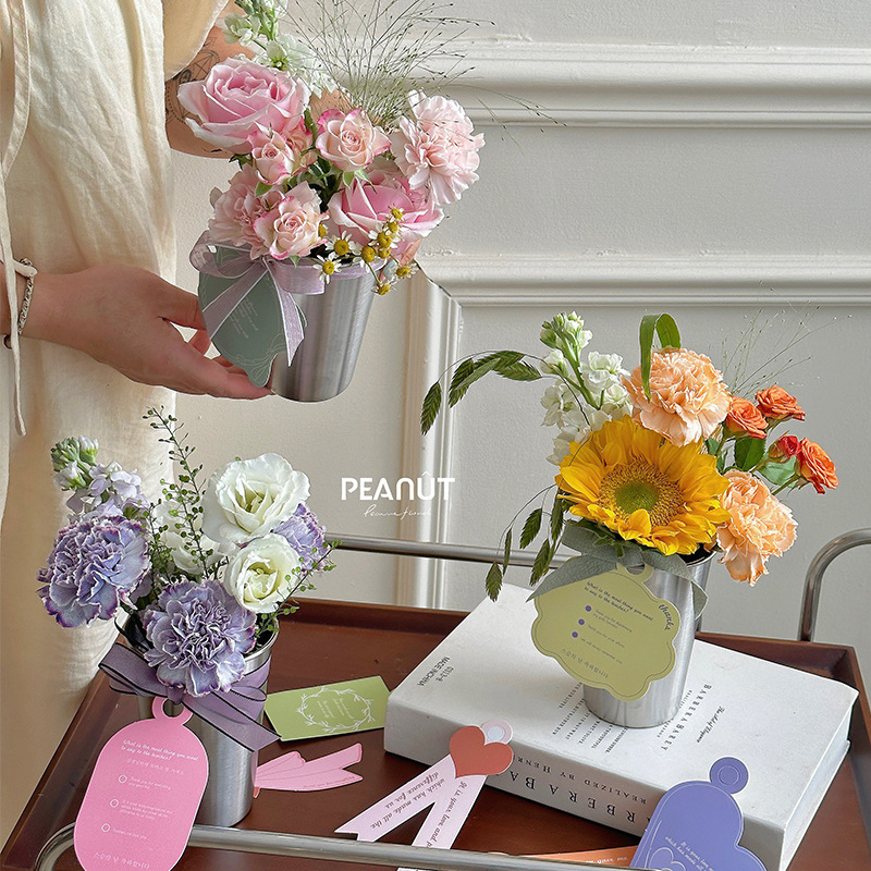 Creativo de mano de la taza de la flor de la celebridad Internet despertar cubo pequeño florero bricolaje arreglo floral cubo material de embalaje