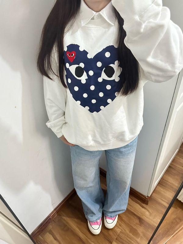 美式复古印花潮牌白色小众爱心长袖t恤女秋季新款正肩百搭上衣潮|undefined