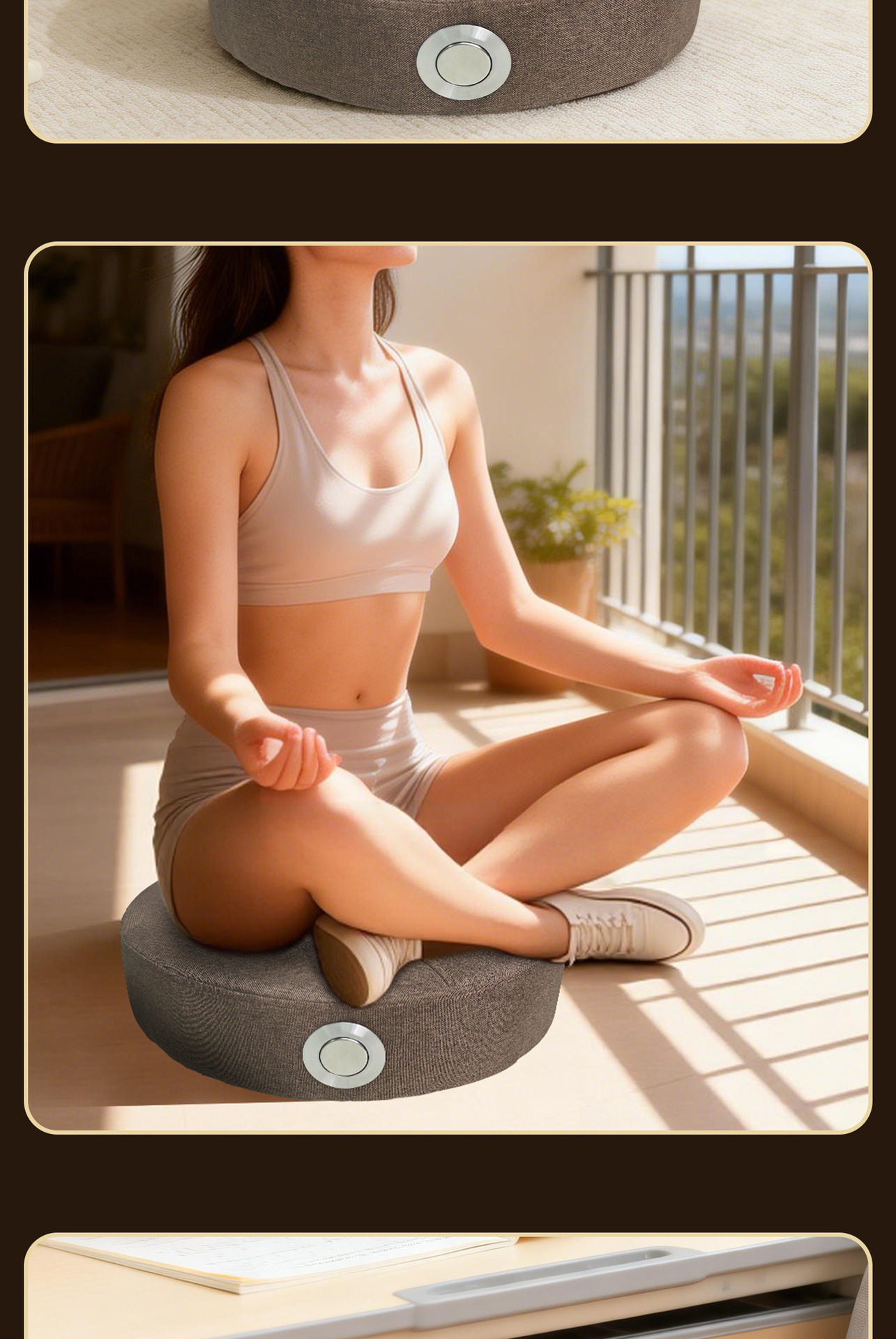 Wooden Moxibustion Stool Seat Cushion Cotton Linen Cover for Sitting Moxa Therapy Home Spa Meditation in use