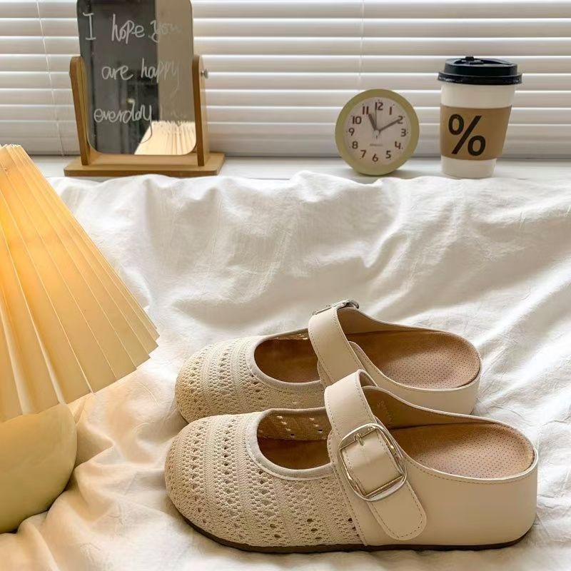 2026 verano nuevas sandalias agujeradas un pedazo de zapatillas frescas Bocken con una base gruesa aumentando la altura de la cabeza de la mitad de zapatillas para mujeres image 7