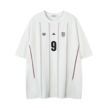 嘉衣库男装2025夏季新款美式球衣条纹运动衫嵌线拼接宽松短袖T恤