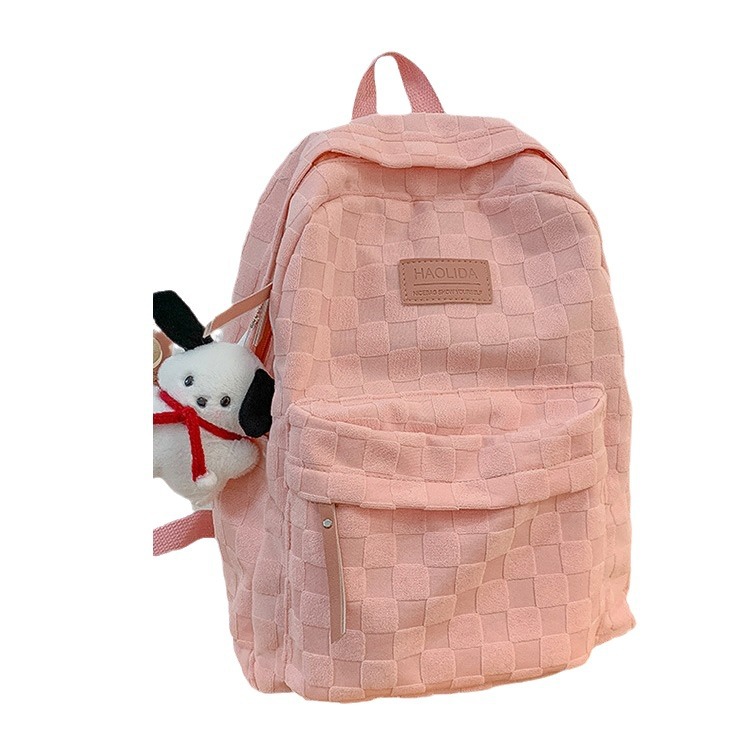 Estilo coreano ins estudiante nicho Plaid schoolbag Universidad simple todo partido color sólido de gran capacidad estudiante mochila casual