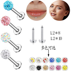 Best-selling full diamond Shambhala ear bone ring soft clay ball lip pin lip ring T-shaped clay ball direct sales from the source factory