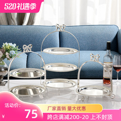 BB4C批發雙層三層蛋糕架下午茶水果蛋糕盤甜品台架蝴蝶結點心