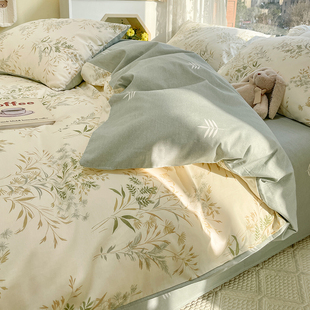 Pure Cotton Quilt Cover Single Piece 200X230 Double 100% Cotton Bed Bed Sheets Quilt Cover Four-Piece Set Student Dormitory Three-Piece Set