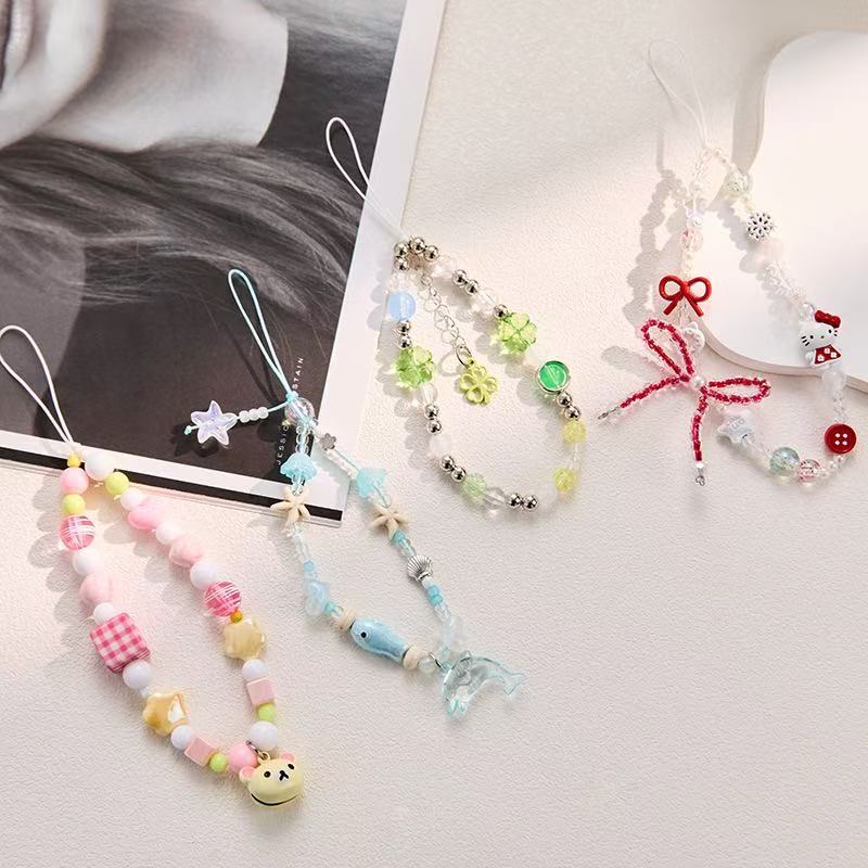 Ins Cute Bell Little White Bear Pendant Mobile Phone Chain Ccd Camera Hanging Chain Decoration Cute New Chain Niche