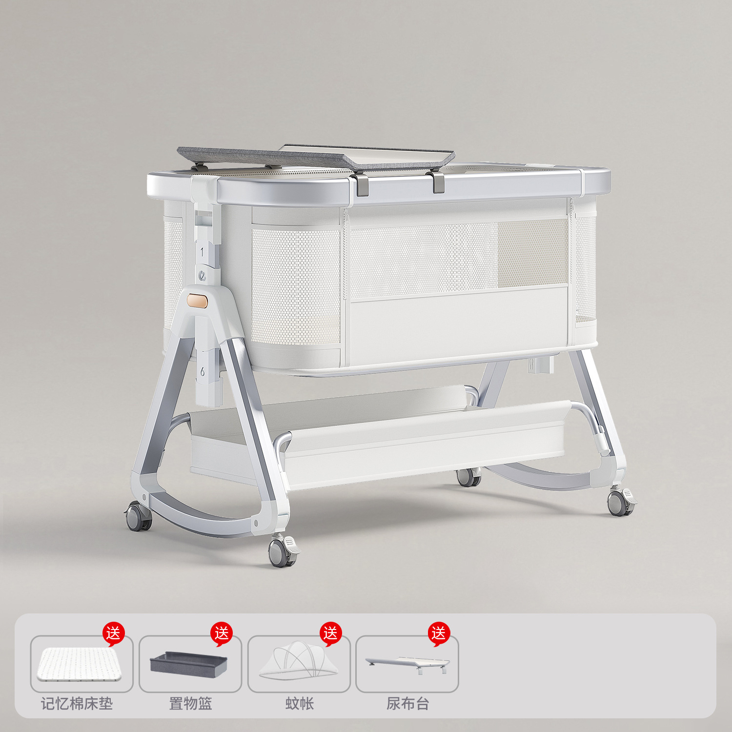 Cama de aleación de aluminio móvil portátil cuna cama plegable multifuncional bb cama recién nacida cama de empalme