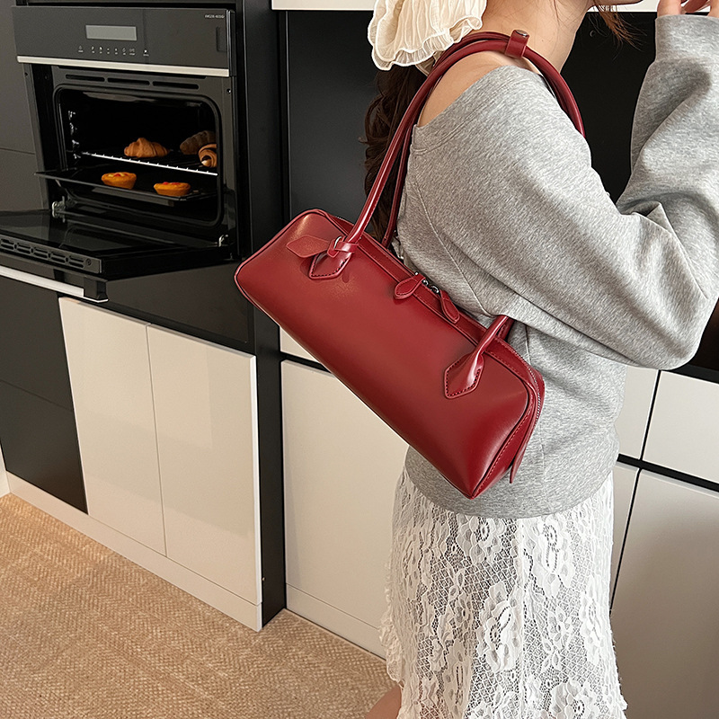 クロスボーダー2025女性バッグ新型ソーセージバッグ長柄法棒バッグ小衆レトロ脇下バッグ女性手提げショルダーバッグ|undefined