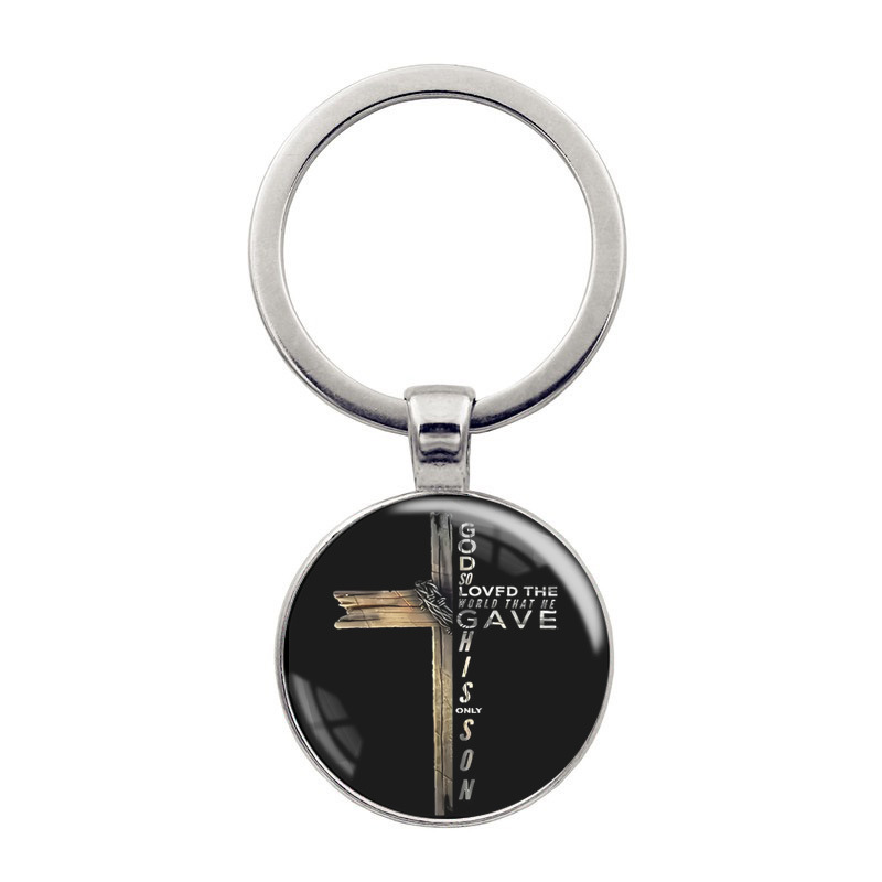 (2개) TEMU 국경 간 폭발 기독교 텍스트 시간 보석 금속 키 체인 창조적 인 작은 선물