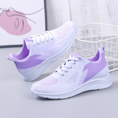 2024 Autumn New Women's Shoes Flying Mesh Sports Shoes Women's Foreign Trade Casual Lightweight Soft Sole Running Shoes Wholesale