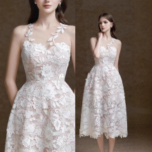 越南小众2025新品重工水溶立体白蕾丝花边长裙订婚礼服连衣裙1948