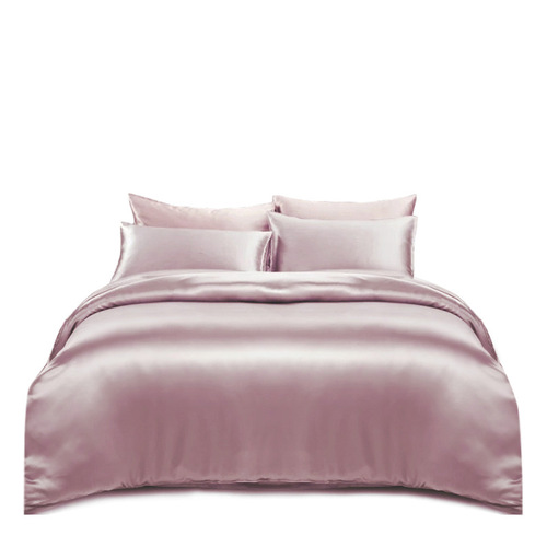 Butterfly embroidery 30mm silk four-piece set 100% mulberry silk luxury solid color bed sheet sheet wide quilt cover bedding