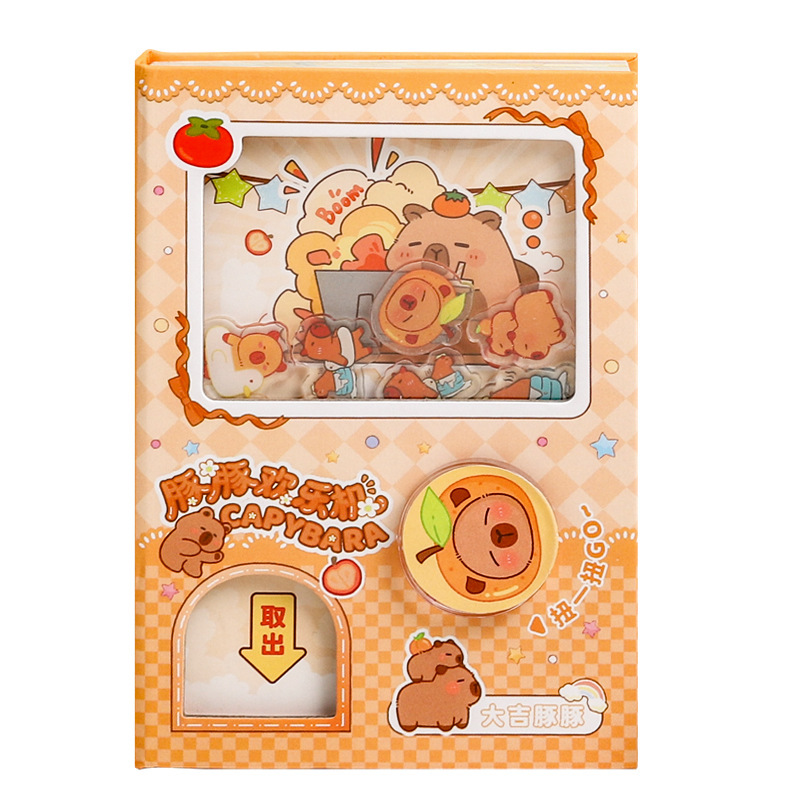 カピバラガシャポンノート、ポケットノート、小学生向け減圧ノート、ポータブルノート、ツイストノート|undefined