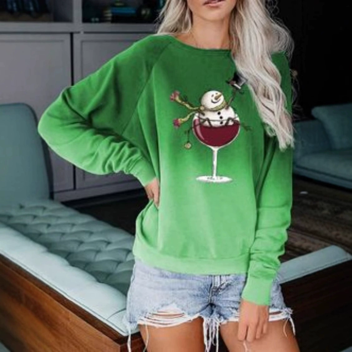 2025 новый Amazon повседневный универсальный высококачественный модный легкий свитшот с длинным рукавом и круглым вырезом