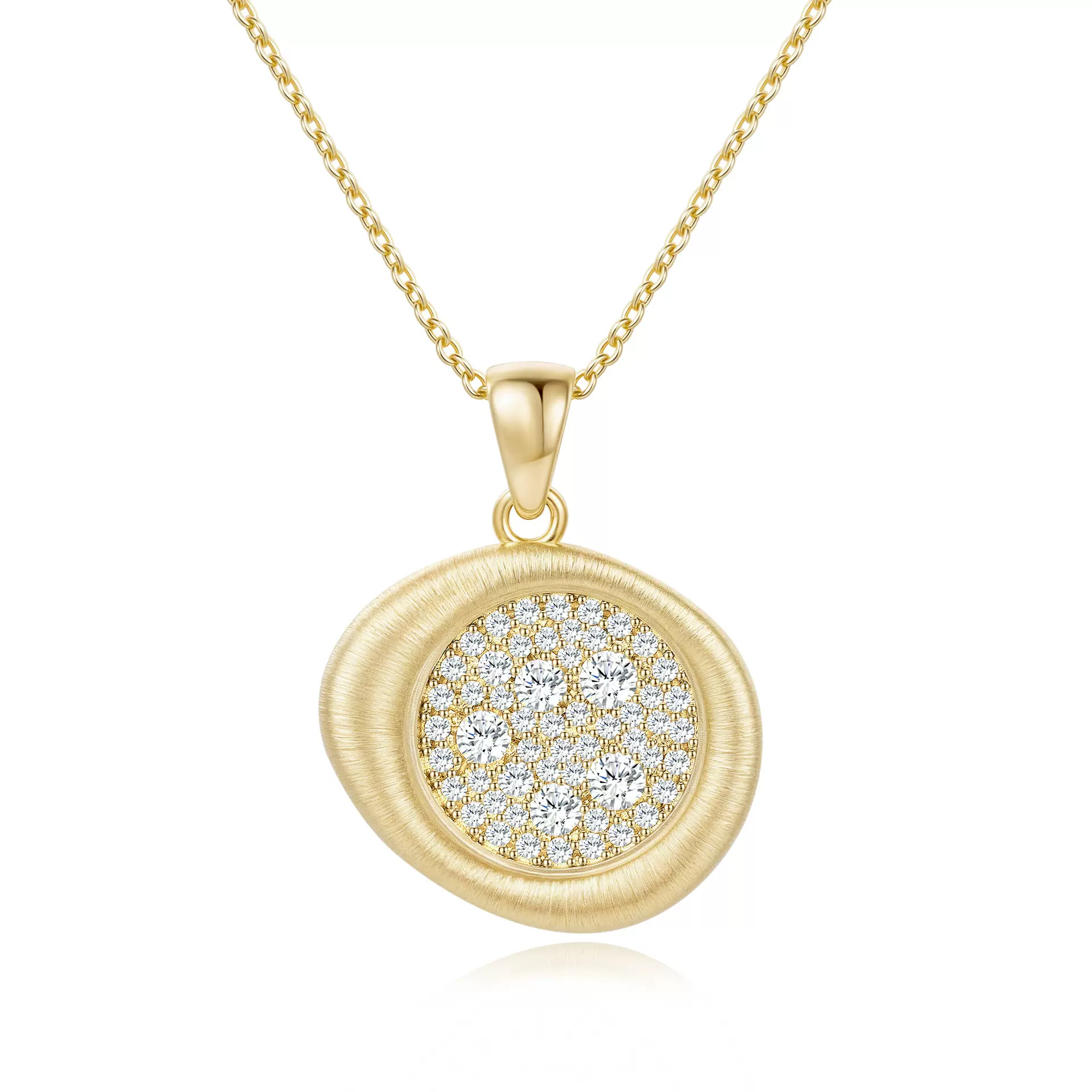 中古风拉丝吊坠莫桑石项链s925纯银小众高级感小红书直播专供饰品