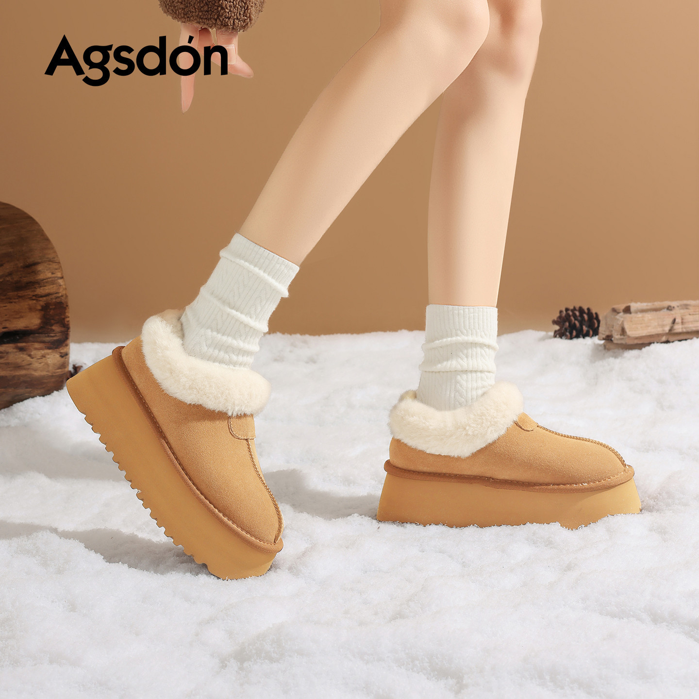 Botas de nieve de terciopelo de Deng Xiaoping 2025 nuevas botas de invierno de invierno con suela gruesa de un pie bajo botas cortas de bocan de peluche