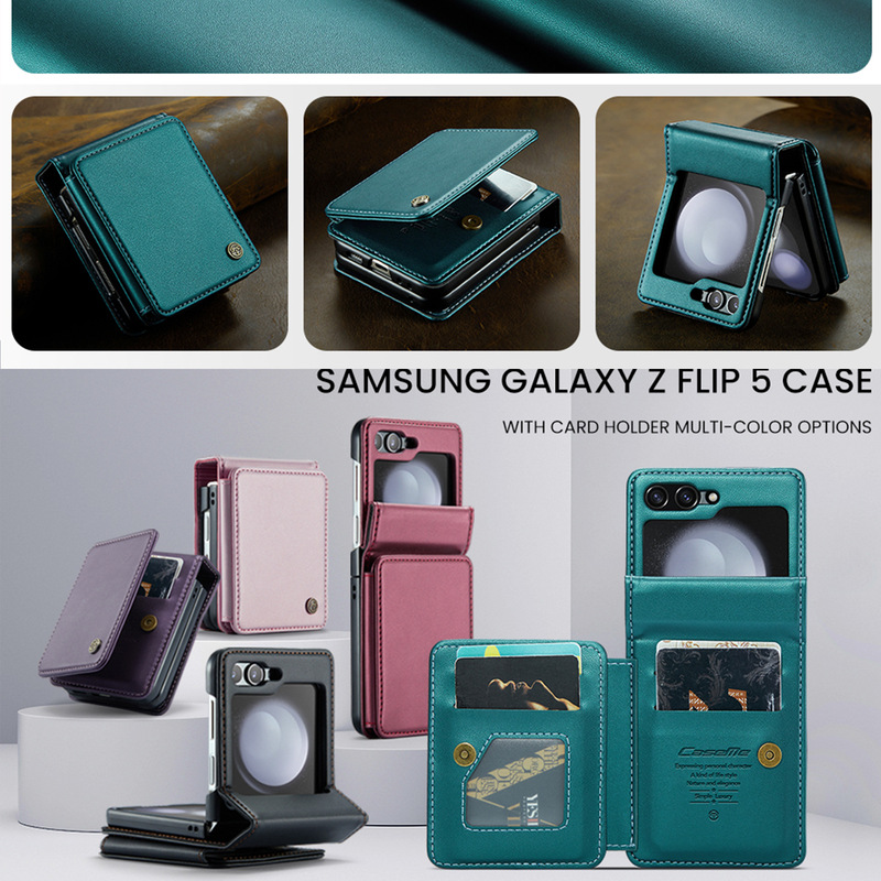 Suitable for Zfold6 Samsung Zflip7 Mobile Phone Case Z Flip5 Card Leather Case Zflip6 Anti-Theft Brush Protective Case
