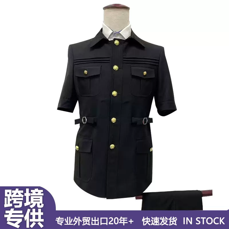 跨境Safari西装男夏天短袖上衣高级感两件套男装非洲西服套装