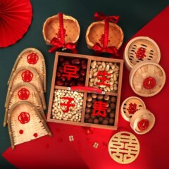 結婚祝い用品のウェディングルームの装飾は早生貴子のかごを配置します。