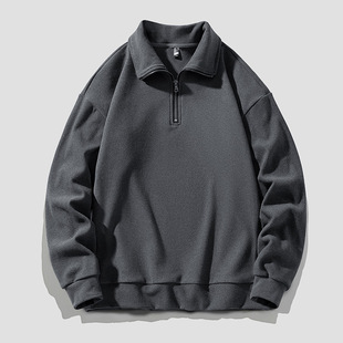 Half Zipper Fleece Men's Sweater 2024 New Arrival Autumn and Winter Trendy Brand All-Match Casual Long Sleeve Lapel Base Shirt for Men