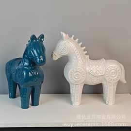 新中式马上发财摆件创意十二生肖马招财办公室桌面装饰高档送礼品