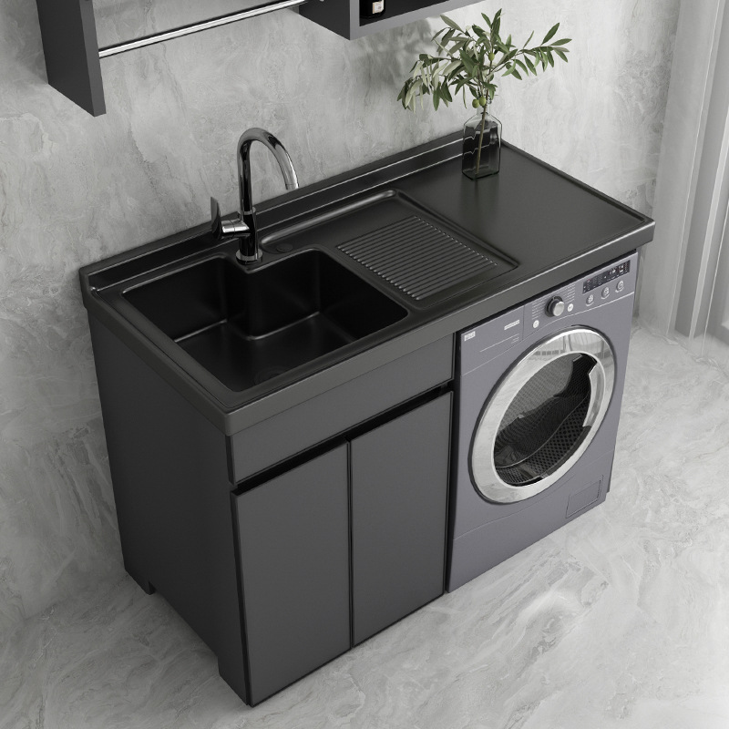 Balcón lavadora socio integrado gabinete combinación espacio de baño lavabo de aluminio mesa de lavado con lavadero fregadero